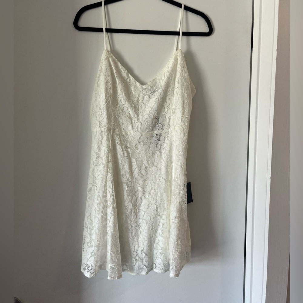 NWT! Lulu's White Spaghetti Strap Mini Dress - Picture 5 of 8